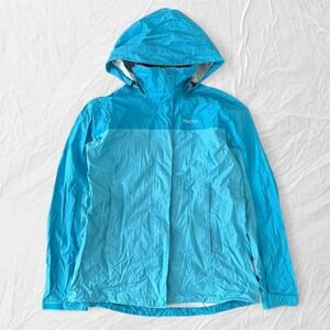 Marmot turquoise rain jacket with hood